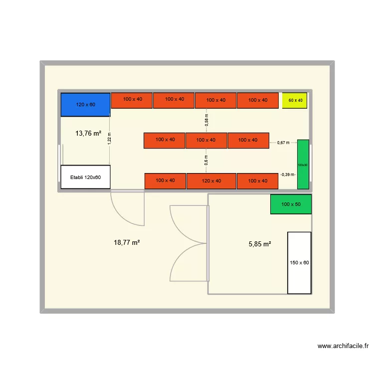 Aménagement Algeco Outilise. Plan de 3 et 59 m² Aménagement Algeco Outilise. Plan de 3 et 59 m²