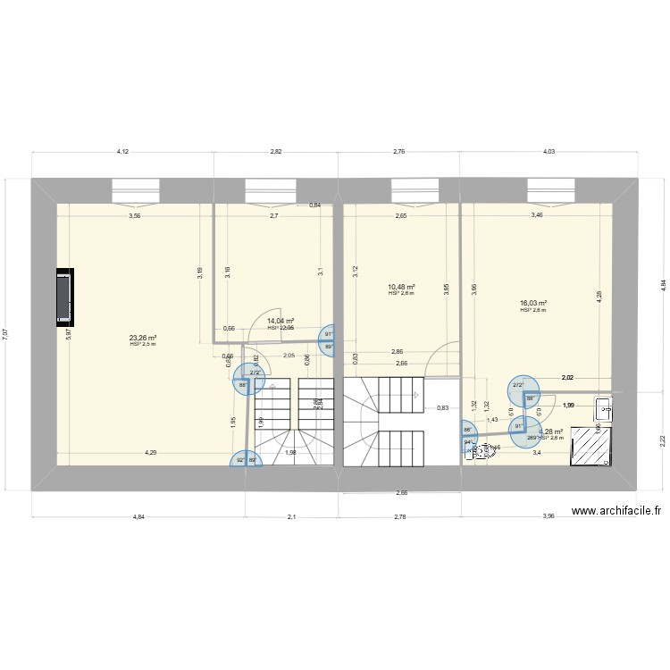 J23Bisetage. Plan de 5 pièces et 68 m2
