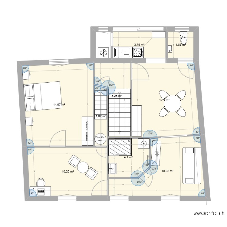 ETAGE BUXY. Plan de 9 pièces et 65 m2