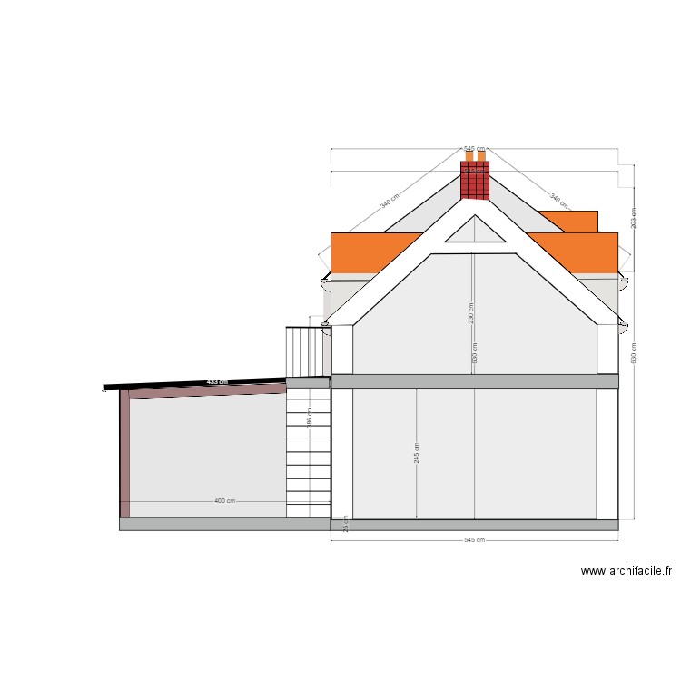 plan existant coupe ouest. Plan de 0 pièce et 0 m2