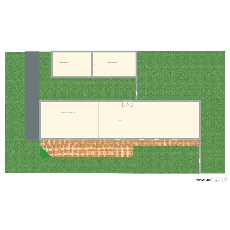 Exterieur Terrasse. Plan de 2 pièces et 328 m2