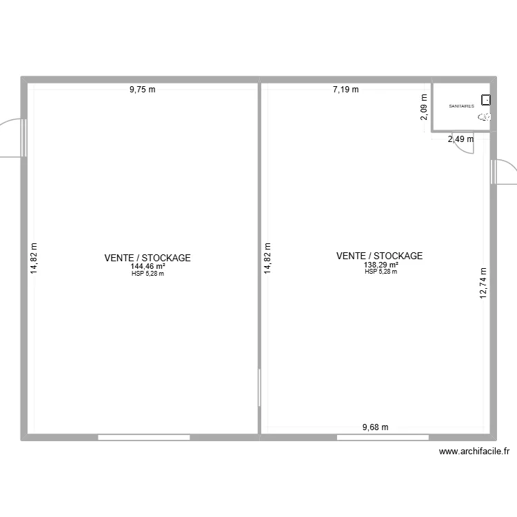 PLAN LOCAL 300m&sup2; (St Just). Plan de 3  et 288 m²
