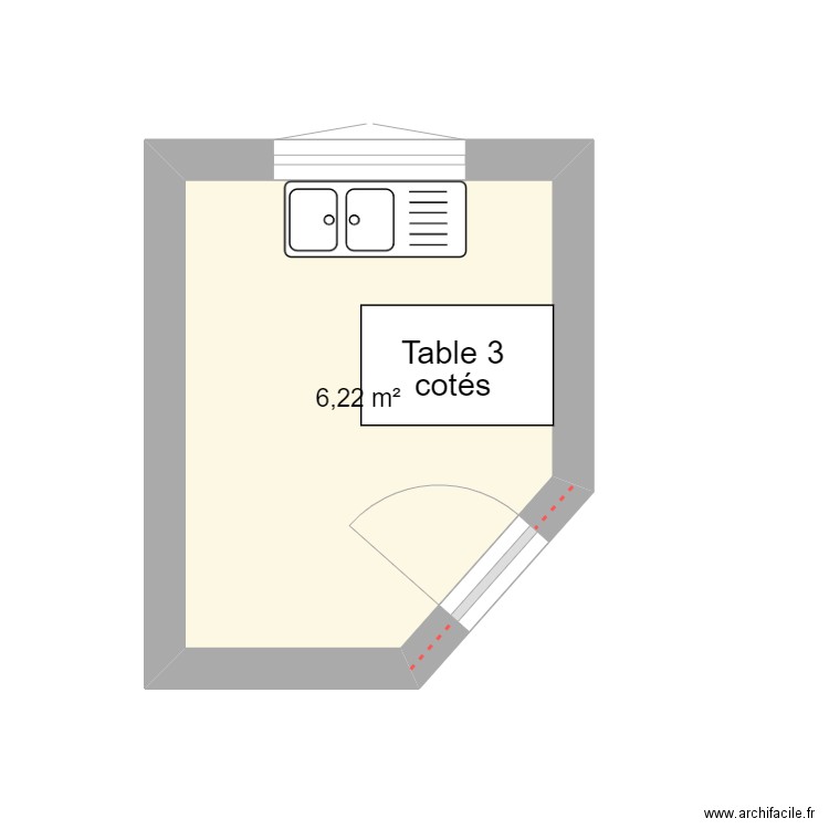 CUISINE VERSAILLES. Plan de 1 pièce et 6 m2