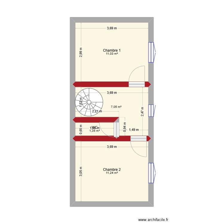 Maison Lunel-Viel. Plan de 4 pièces et 31 m2