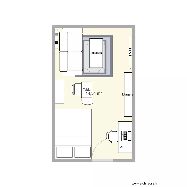 APPART T2O. Plan de 1  et 15 m²