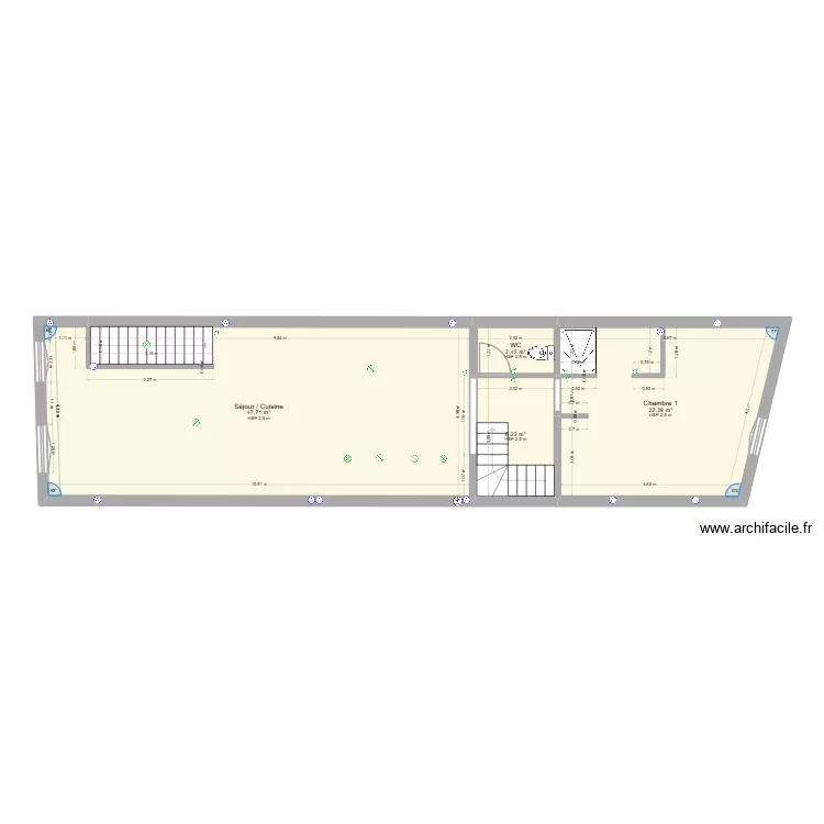 SCI 1&deg; Etage. Plan de 4  et 79 m²