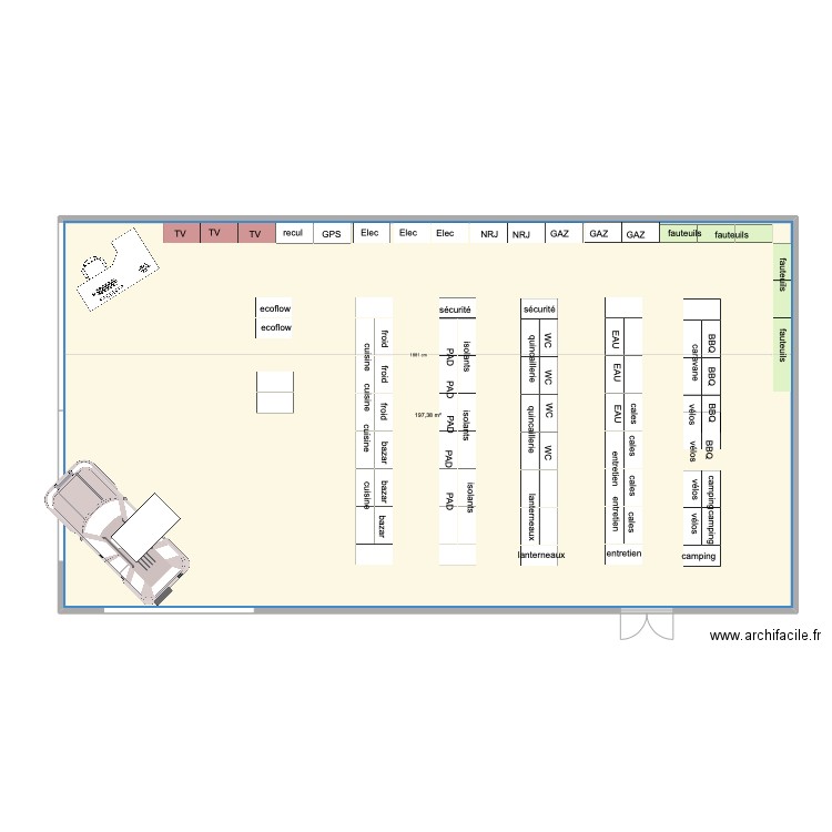 ANGERS. Plan de 1 pièce et 197 m2