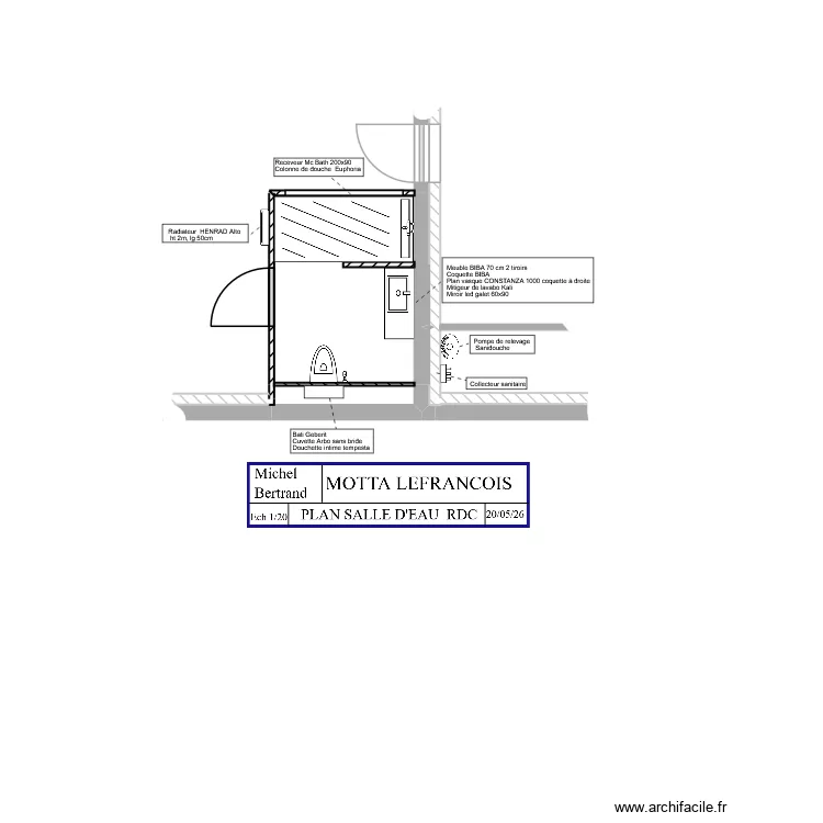 MOTTA SALLE D'EAU. Plan de 3 et 5 m² MOTTA SALLE D'EAU. Plan de 3 et 5 m²