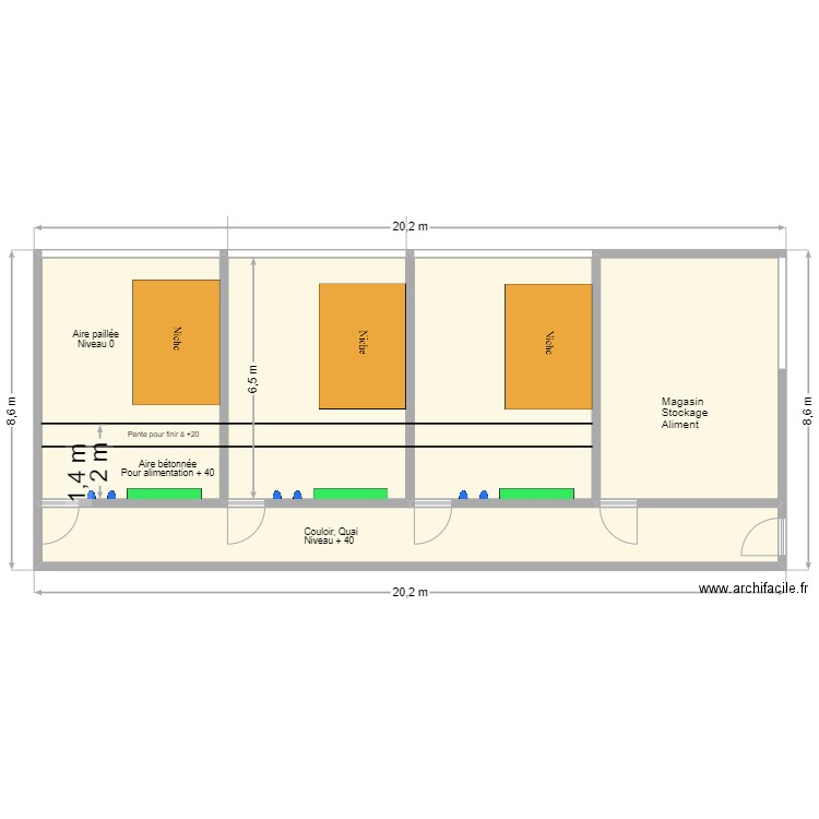 GAEC des 2 VALLEES. Plan de 5 pièces et 155 m2