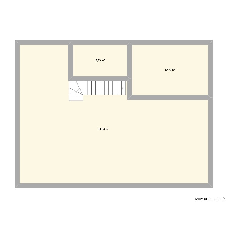 sous sol. Plan de 3 pièces et 83 m2
