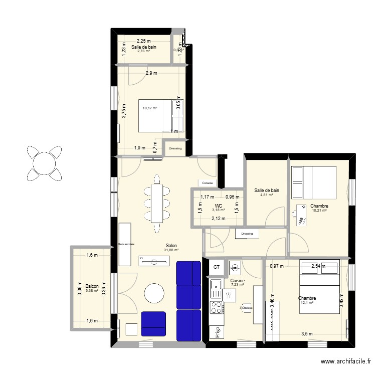 ZAC. Plan de 12 pièces et 89 m2