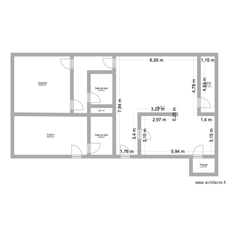 appartement origine. Plan de 8 pièces et 119 m2