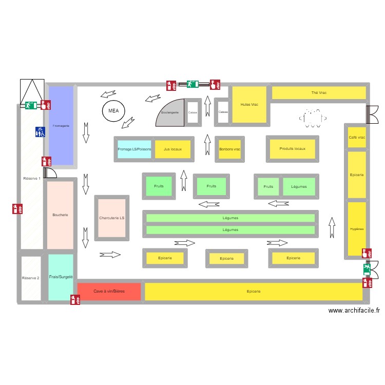 Plan du magasin Marche des halles. Plan de 28 pièces et 191 m2