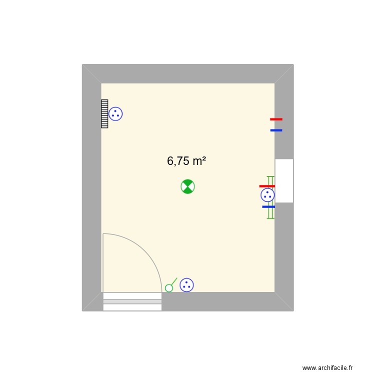 sdb Guillaume. Plan de 1 pièce et 7 m2