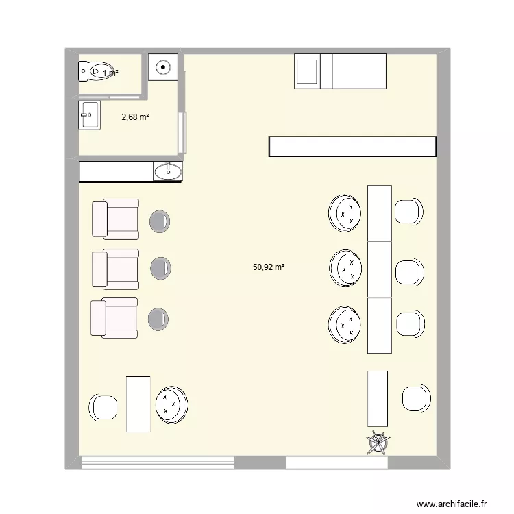 LN Onglerie. Plan de 3  et 55 m²