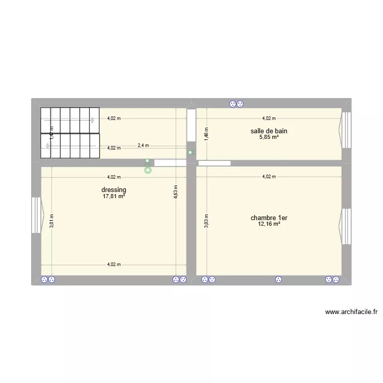 1er étage. Plan de 3 Pièces et 36 m² 1er étage. Plan de 3 Pièces et 36 m²
