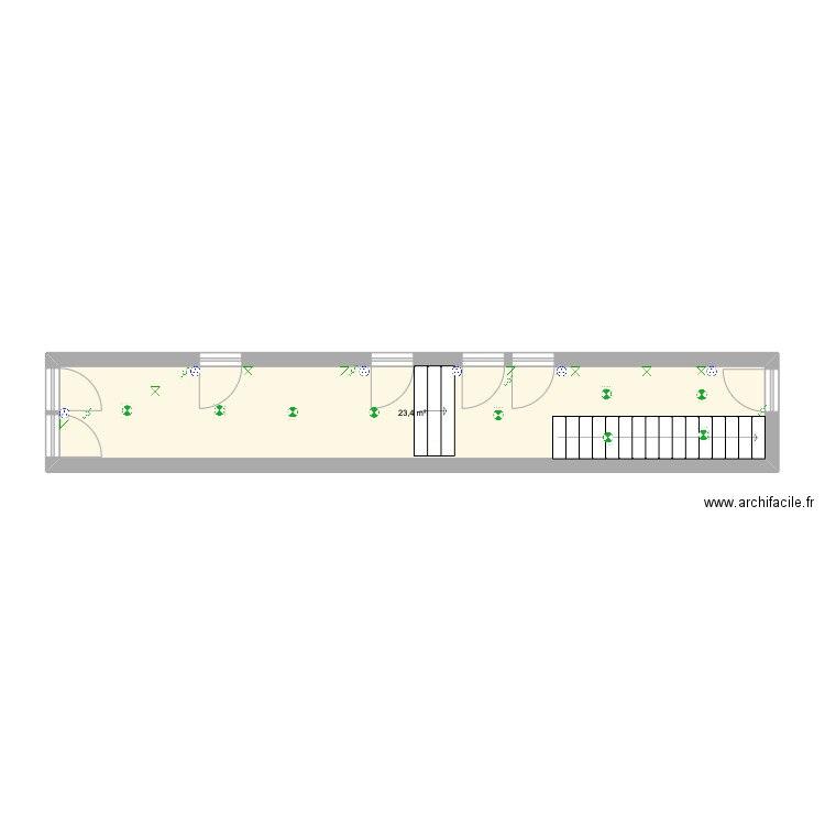 couloir. Plan de 1 pièce et 23 m2