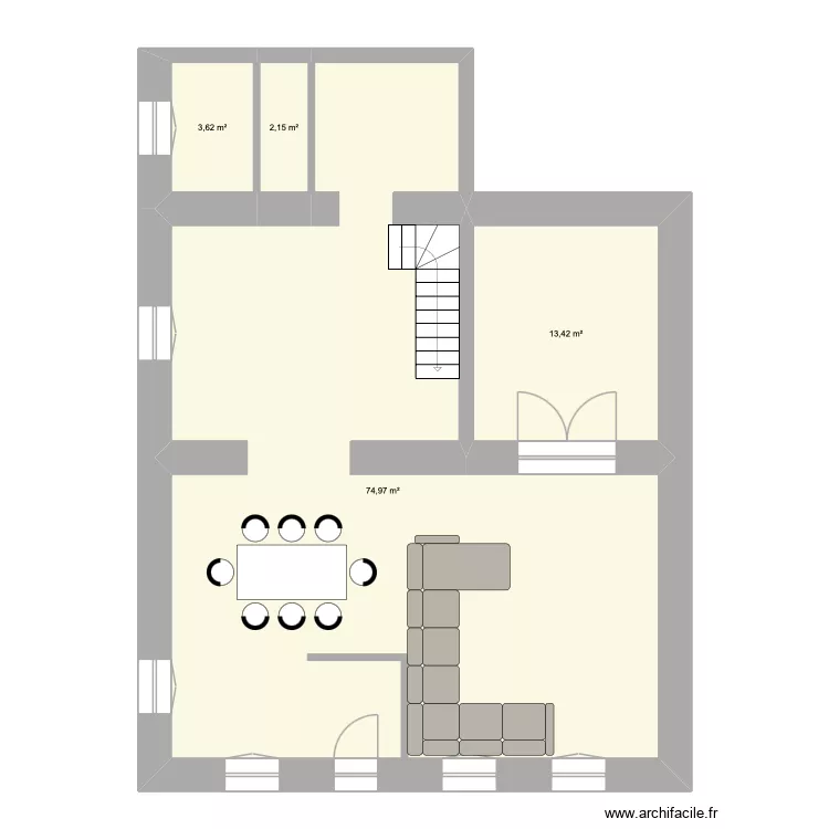Bas&egrave;cles. Plan de 4  et 94 m²