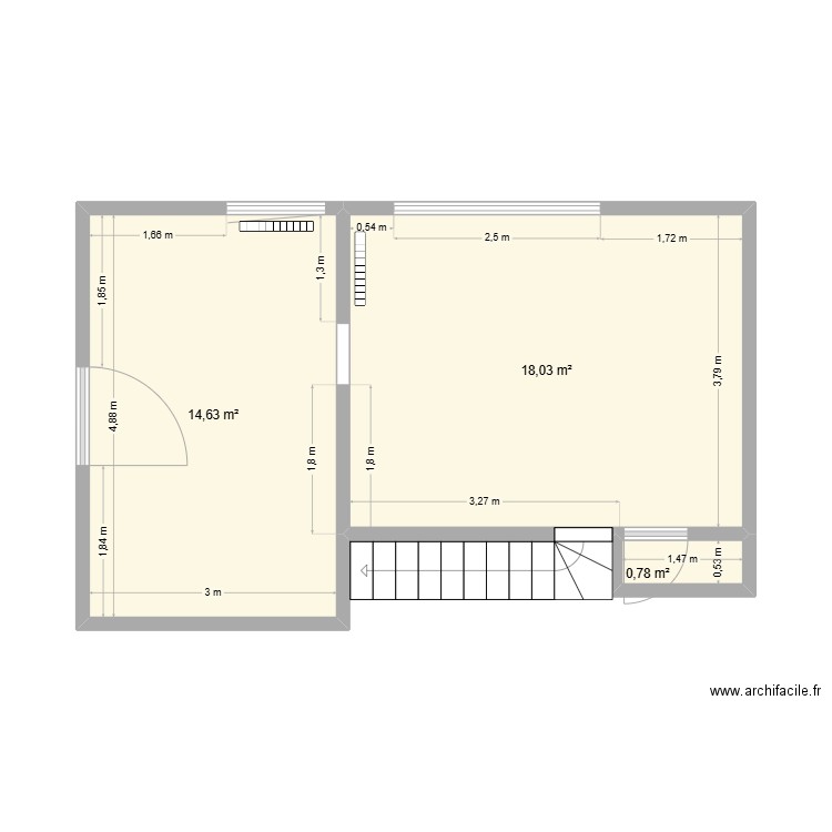 Bernex Audincourt. Plan de 3 pièces et 33 m2