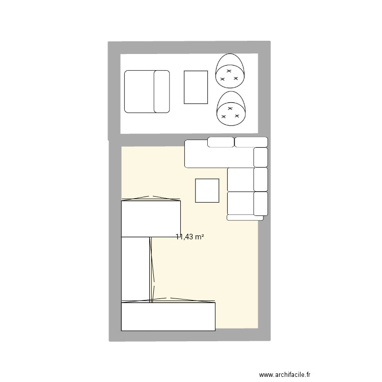 Torn et vimle L. Plan de 1 pièce et 11 m2