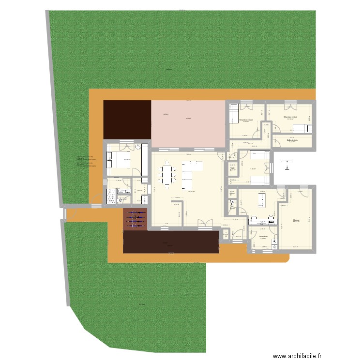 petite extention version01. Plan de 17 pièces et 167 m2