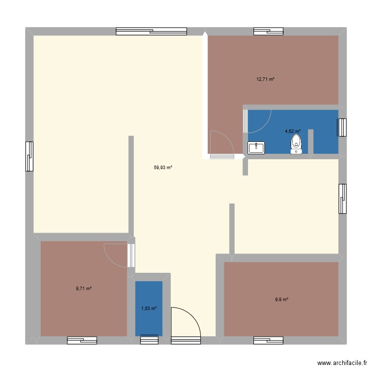 ferme. Plan de 6 pièces et 99 m2