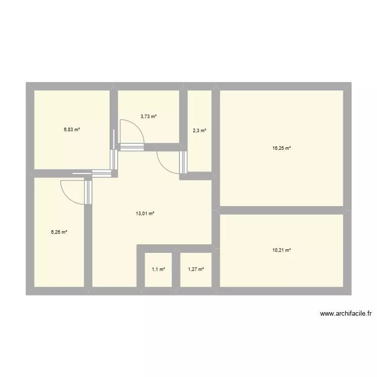 La Baleine. Plan de 6  et 63 m²