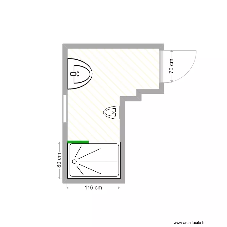 COLETTA apr&egrave;s travaux. Plan de 1  et 4 m²