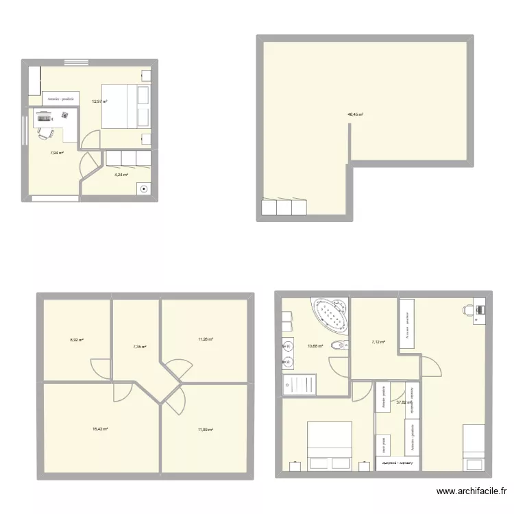 Etage actuel. Plan de 