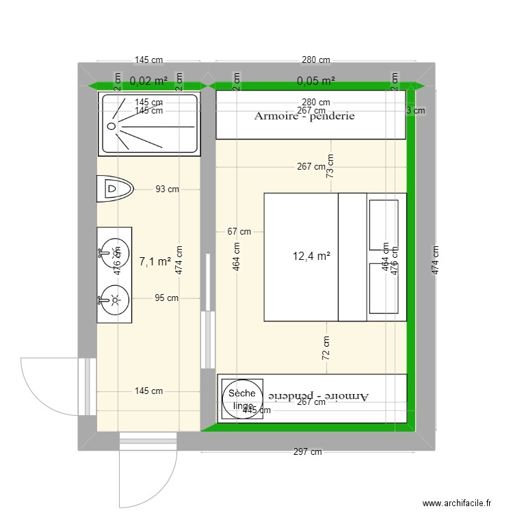 Guillaume Uner - Chambre / Garage. Plan de 4 pièces et 20 m2