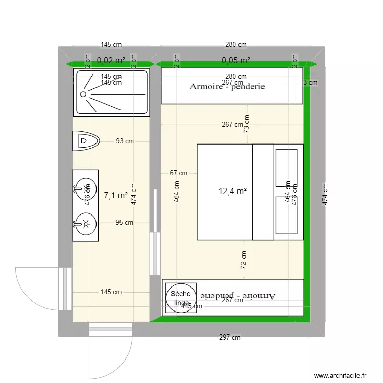 Guillaume Uner - Chambre / Garage. Plan de 