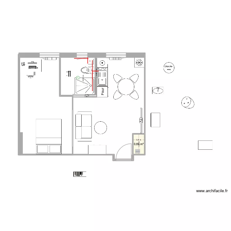 P2A* 07.03. Plan de 1 pièce et 1 m²