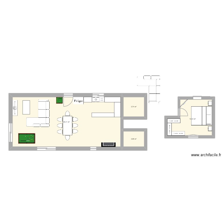 SALLE SALON. Plan de 4 pièces et 67 m2