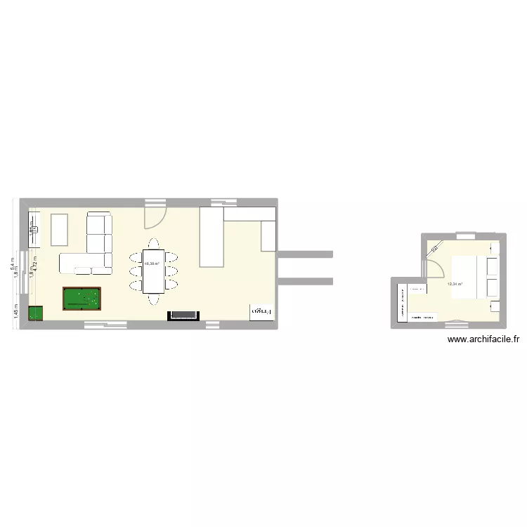 SALLE SALON. Plan de 2 pièces et 61 m² SALLE SALON. Plan de 2 pièces et 61 m²