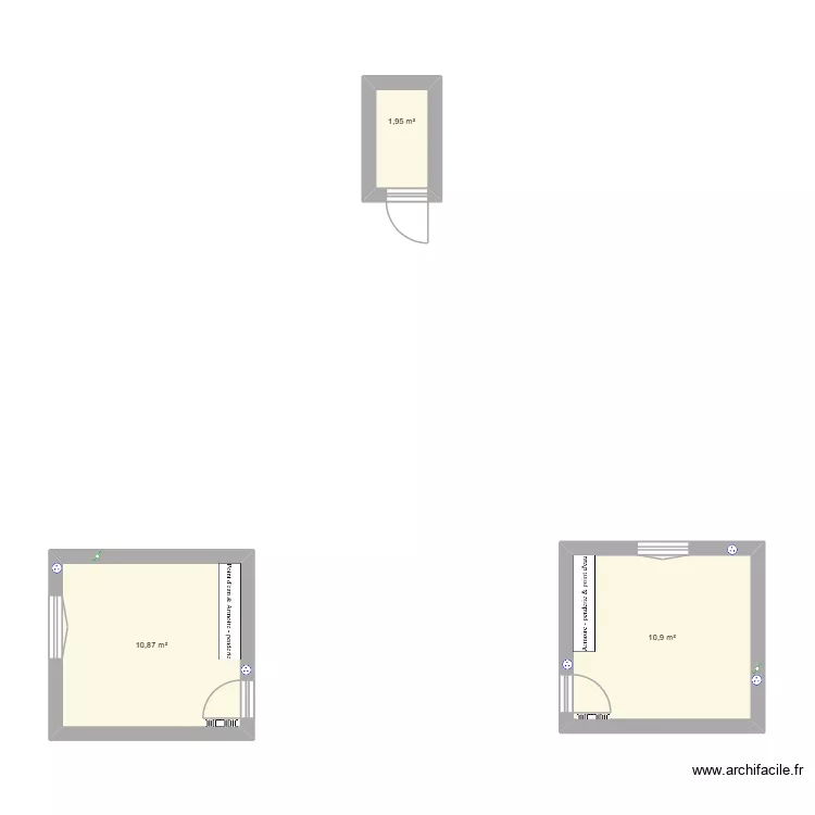 Plan chambre location 1. Plan de 3 pièces et 24 m²