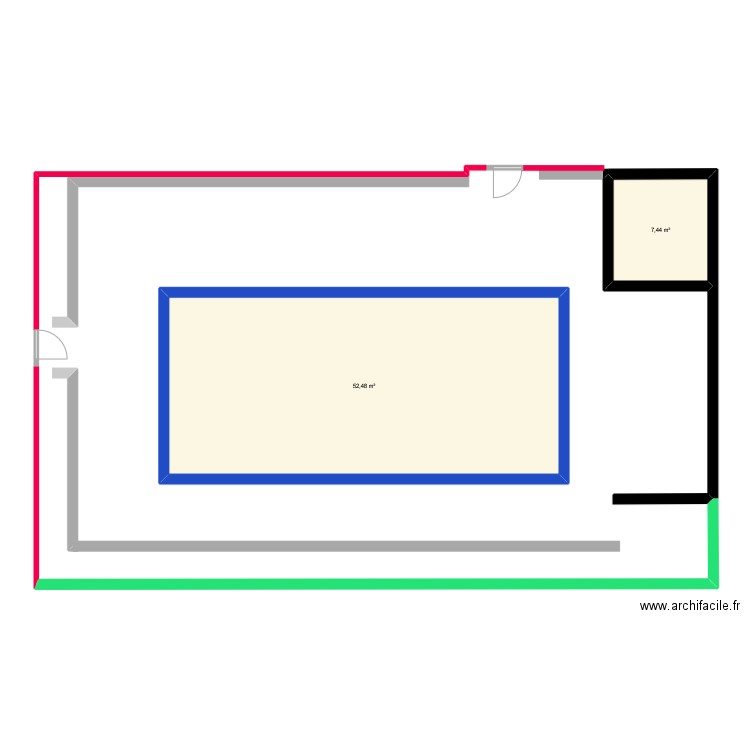 Clôture. Plan de 2 pièces et 60 m2