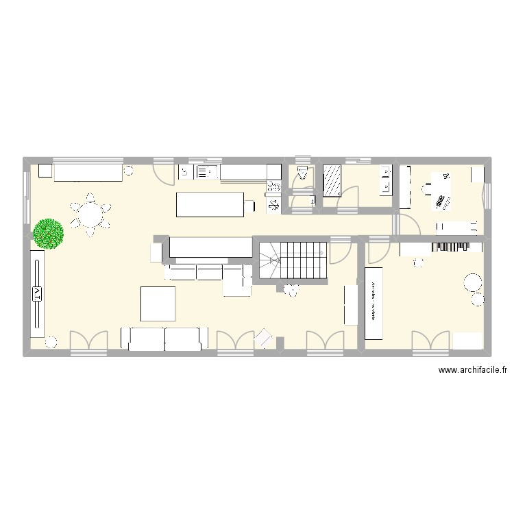 REZ DE CHAUSSEE AUGUSTIN. Plan de 6 pièces et 115 m2