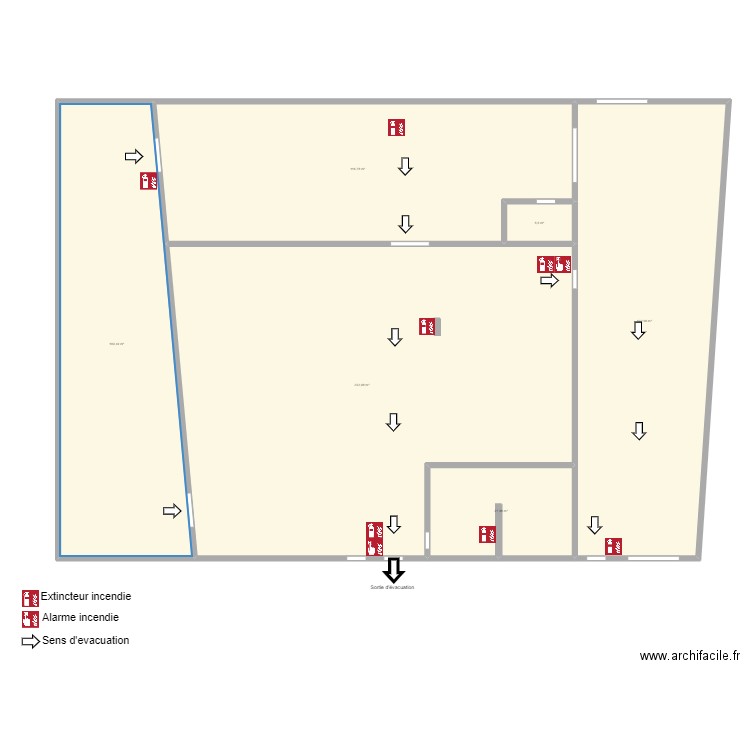 MAGASIN. Plan de 6 pièces et 624 m2