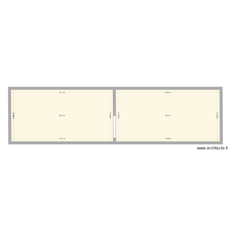 ETAGE. Plan de 2 pièces et 118 m2