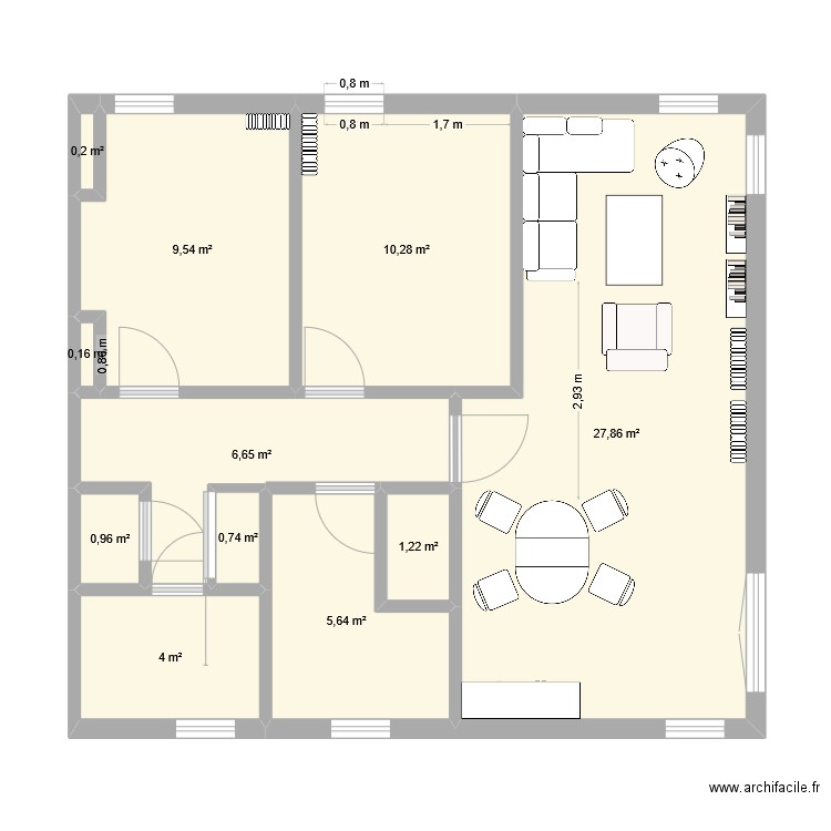 Appartement au KB salon. Plan de 11 pièces et 67 m2