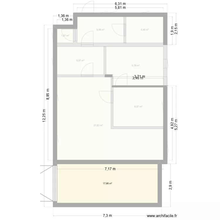 Bomal la Rote 2. Plan de 8  et 82 m²