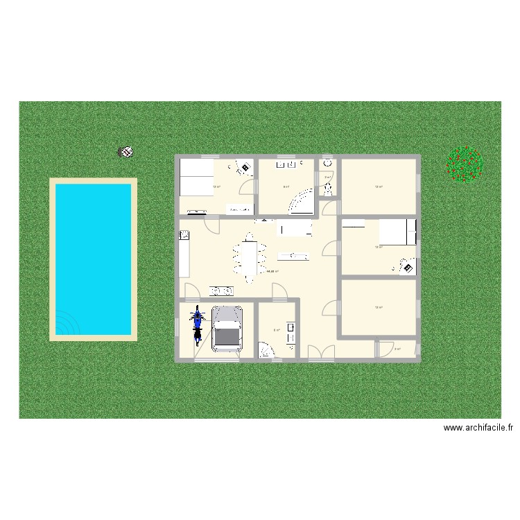 yoann 123. Plan de 10 pièces et 124 m2