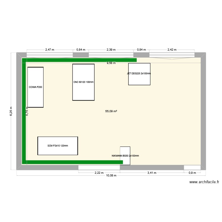 Aspiration. Plan de 1 pièce et 55 m2