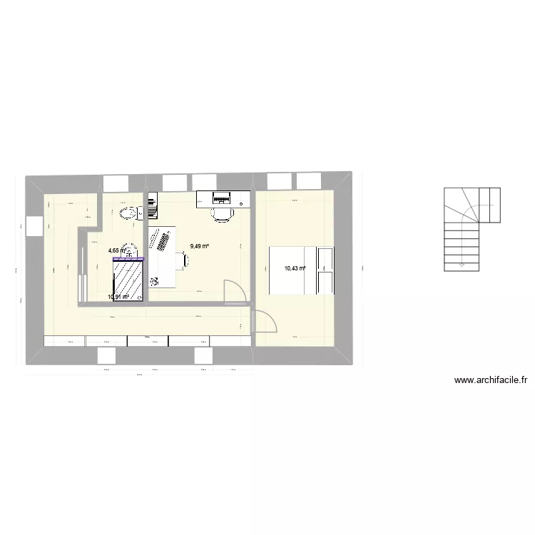 &eacute;tage. Plan de 4  et 35 m²