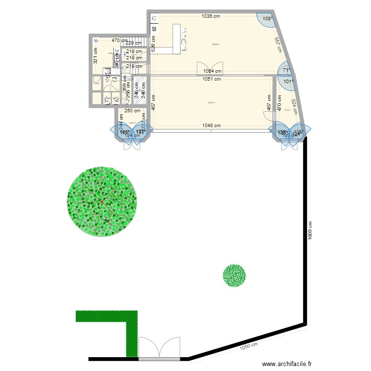 Oranjerie. Plan de 11 pièces et 146 m2