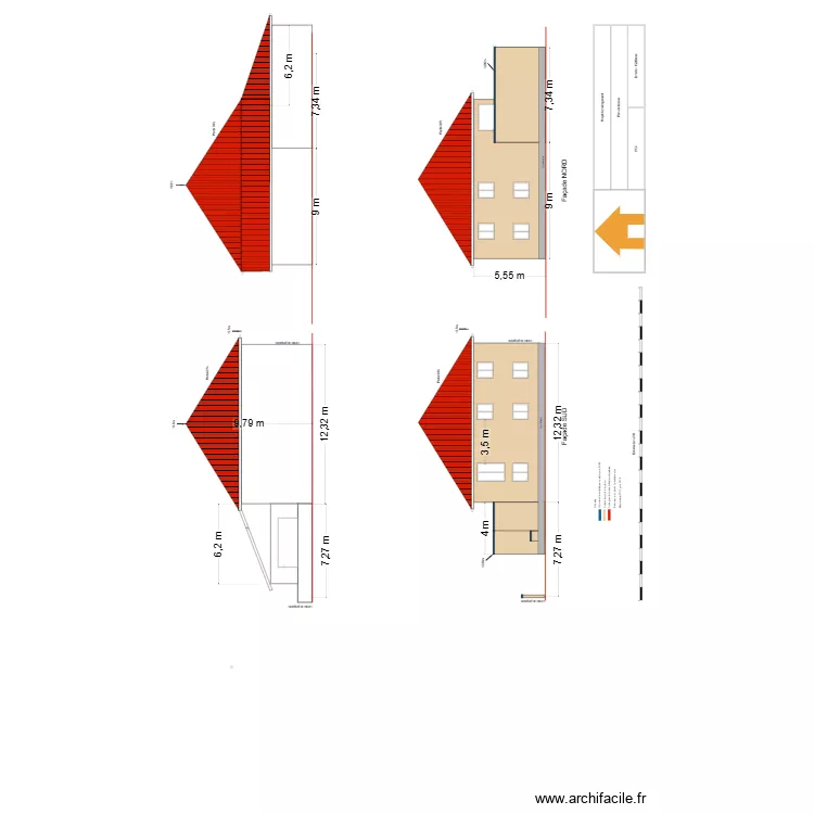 facade sud. Plan de 
