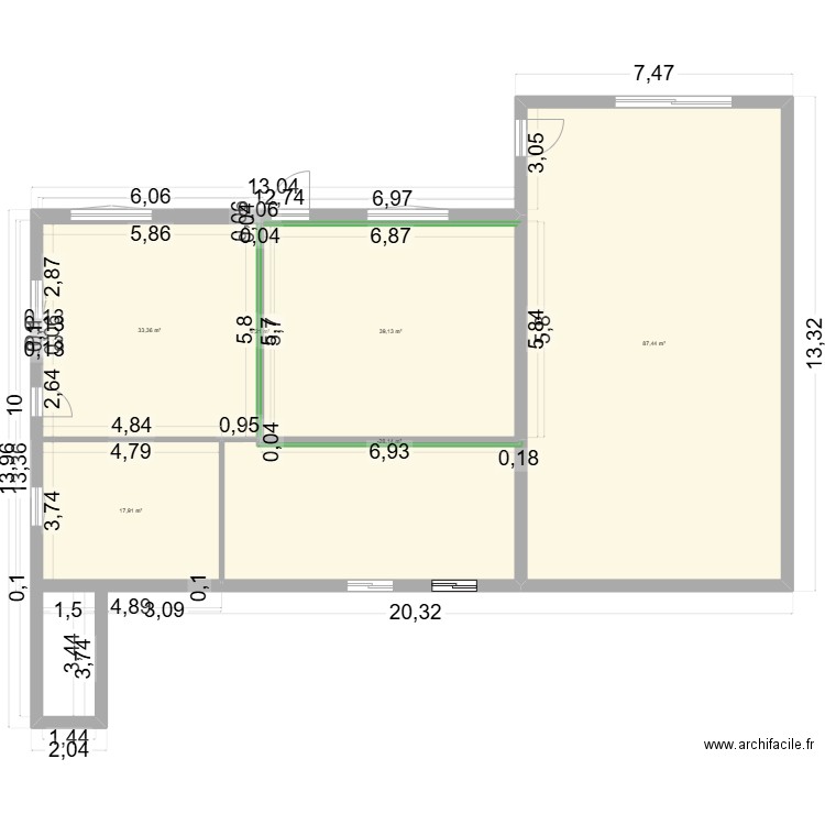 projet. Plan de 6 pièces et 178 m2