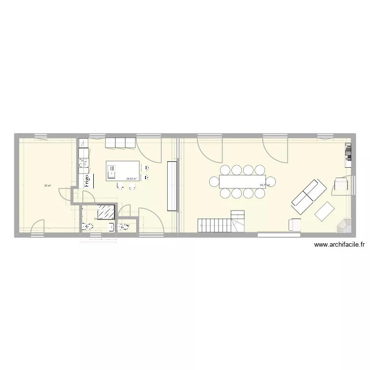 Maison Rdc modifi&eacute;. Plan de 