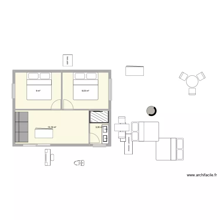 extension 5,54x7,14 -40m2. Plan de 4 Pièces et 35 m² extension 5,54x7,14 -40m2. Plan de 4 Pièces et 35 m²