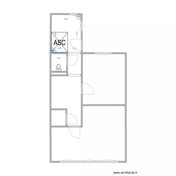MJ 2&egrave;me (uniquement les murs). Plan de 